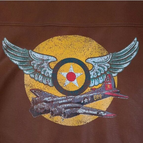 Disney Store Captain Marvel Brown Faux Leather Bomber Jacket Patch Small Unisex - Picture 3 of 16